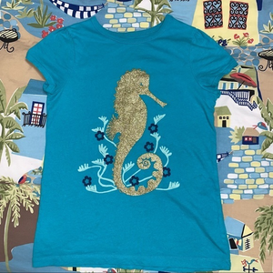 Crazy 8 summer tee gold seahorse girls‎ L(10-12)
